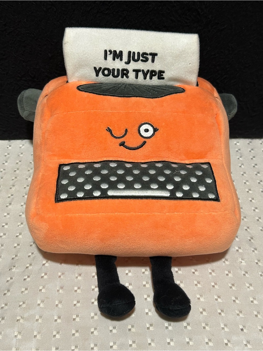 Punchkins Im Just Your Type Orange Typewriter Pun Weighted Plush